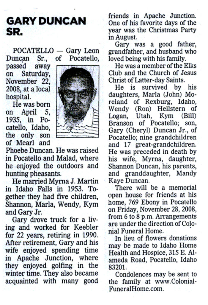 Gary Leon Duncan Sr. obit