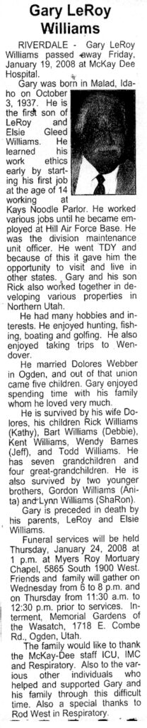 Gary LeRoy Williams obit
