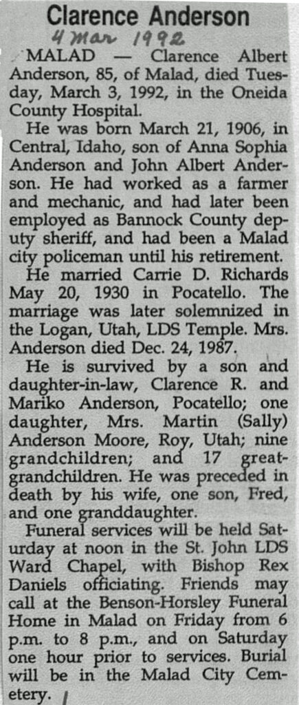 Clarence Anderson obit