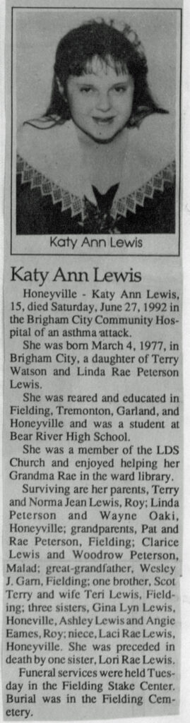 Katy Ann Lewis obit