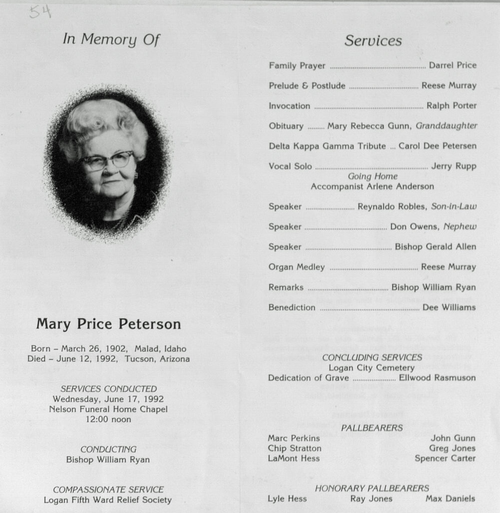 Mary Eliza Price Peterson program