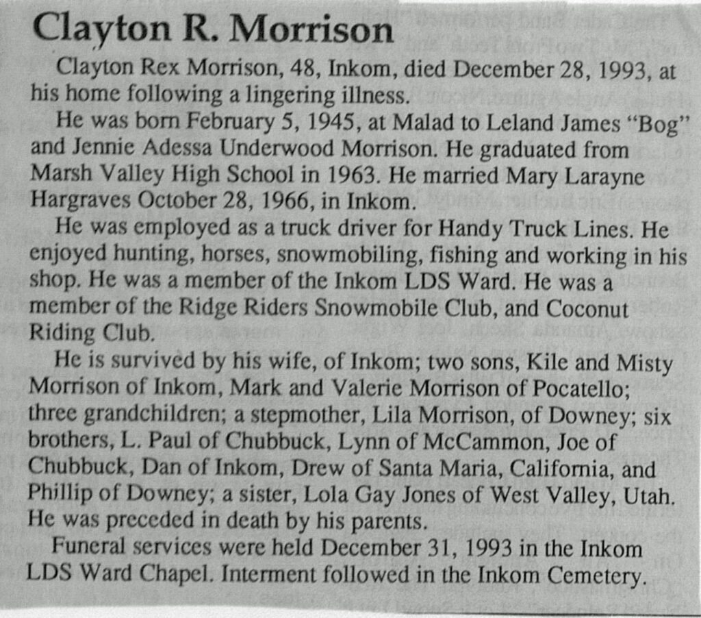 Clayton Rex Morrison obit2