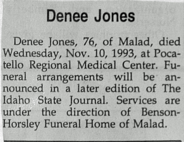 Mary Denee Jones obit