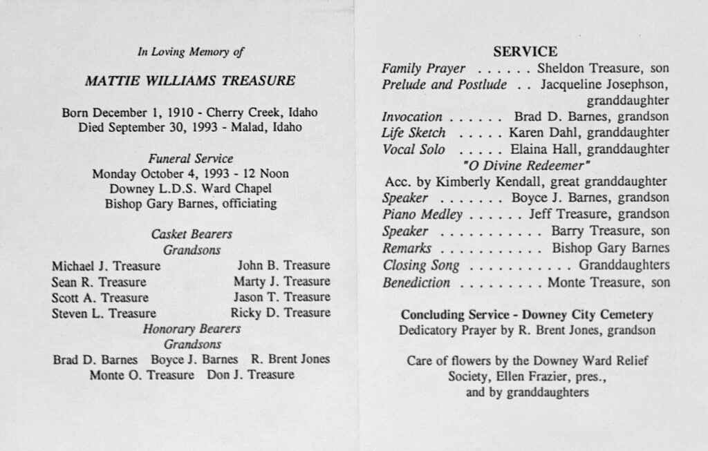 Mattie Martha Williams Treasure program