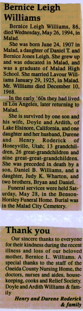 Bernice Leigh Williams obit