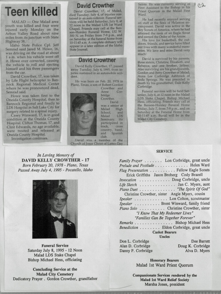 David Kelly Crowther obit and program