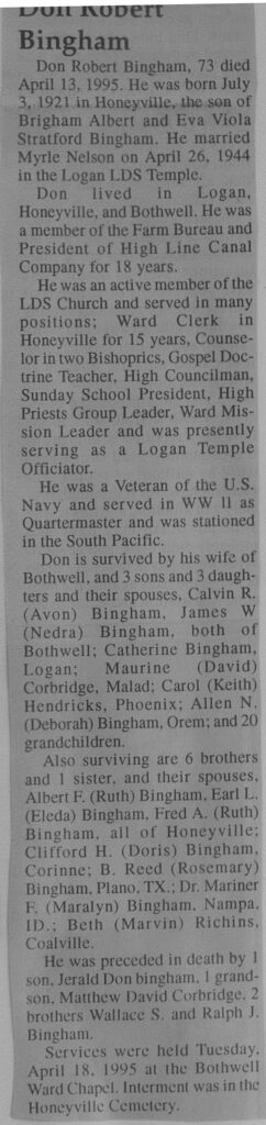 Don Robert Bingham obit