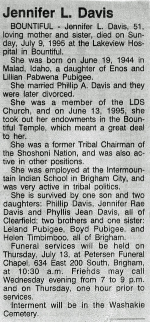Jennifer L Davis obit