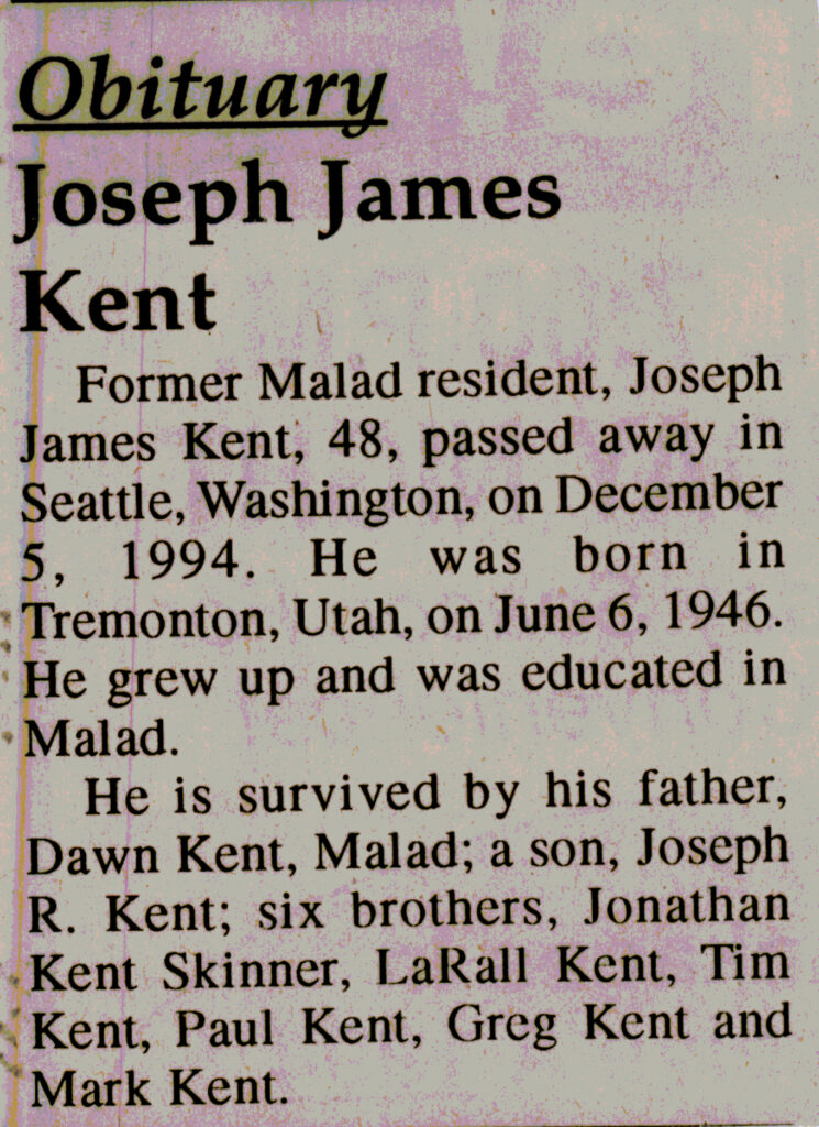 Joseph James Kent obit