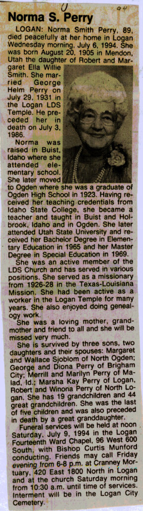 Norma Smith Perry obit