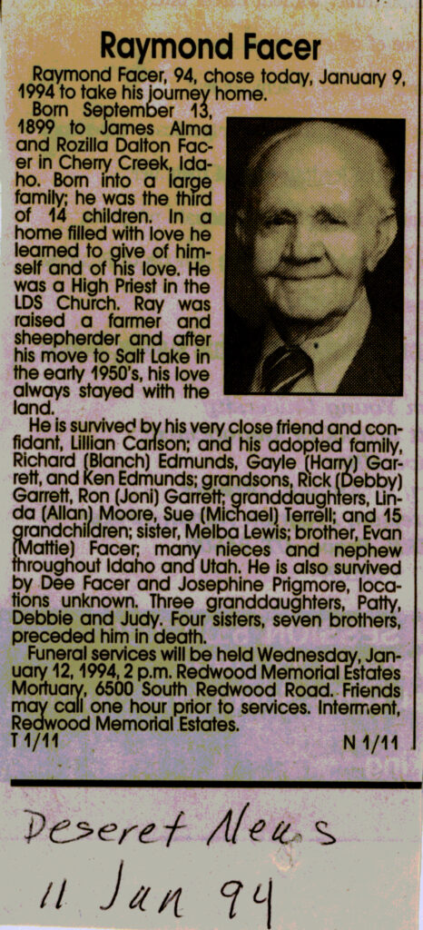 Raymond Facer obit