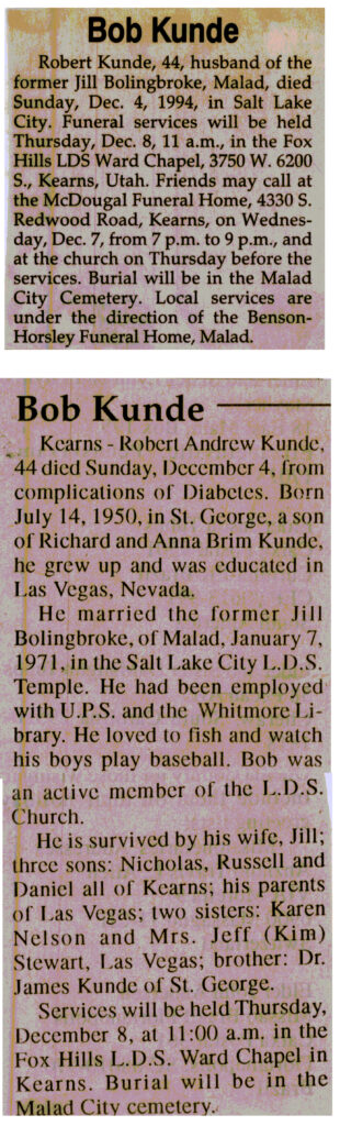 Robert Kunde obit