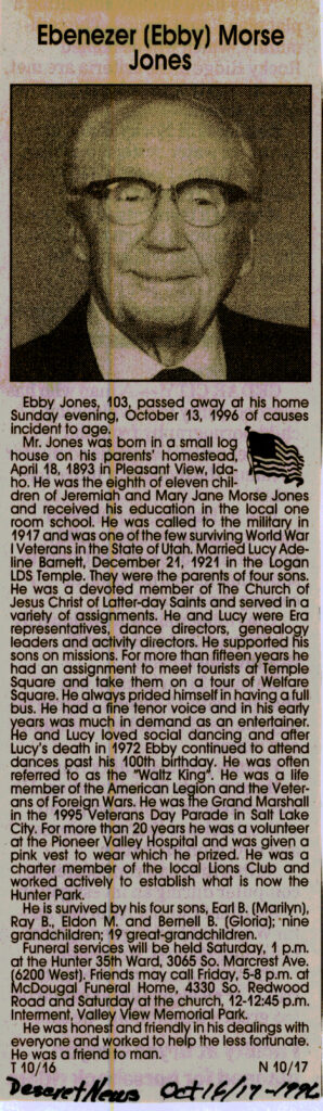 Ebenezer (Ebby) Morse Jones obit