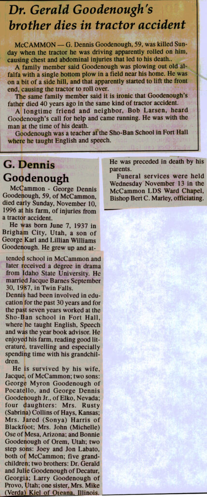 George Dennis Goodenough obit