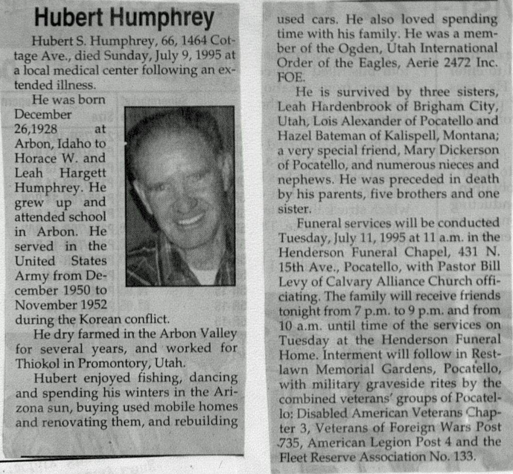 Hubert S Humphrey obit