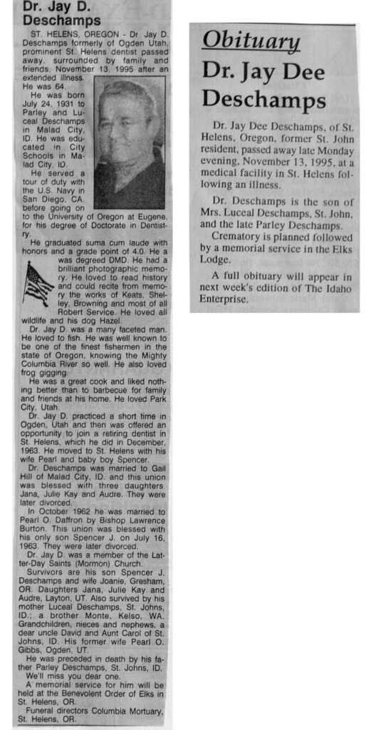 Jay Dee Deschamps (Dr.) obit