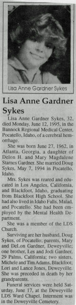Lisa Anne Gardner Sykes obit