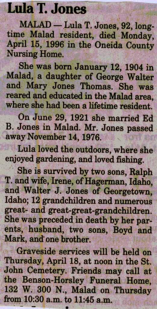 Lula T Jones obit