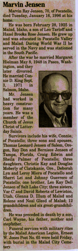 Marvin Ray Jensen obit