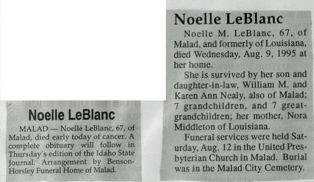 Noelle M LeBlanc obit