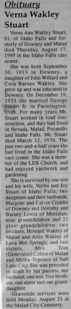 Verna Wakley Stuart obit