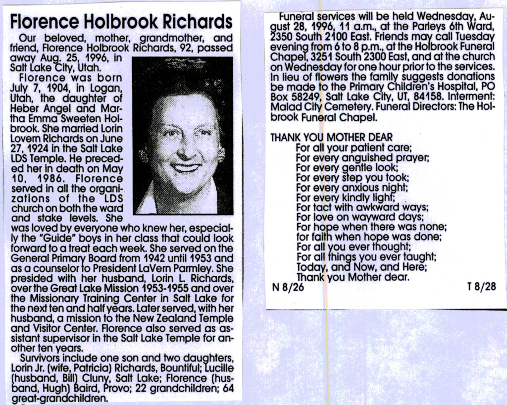 Florence Holbrook Richards obit