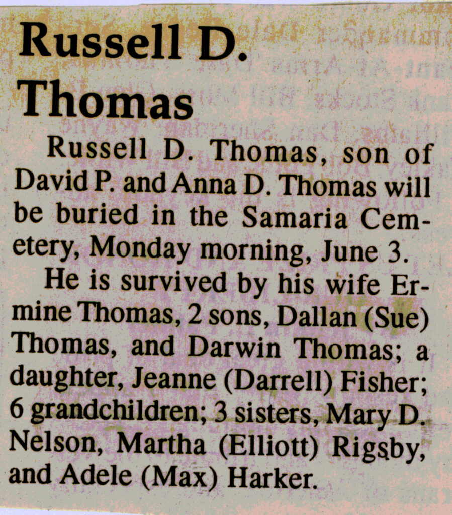 Russell D Thomas obit