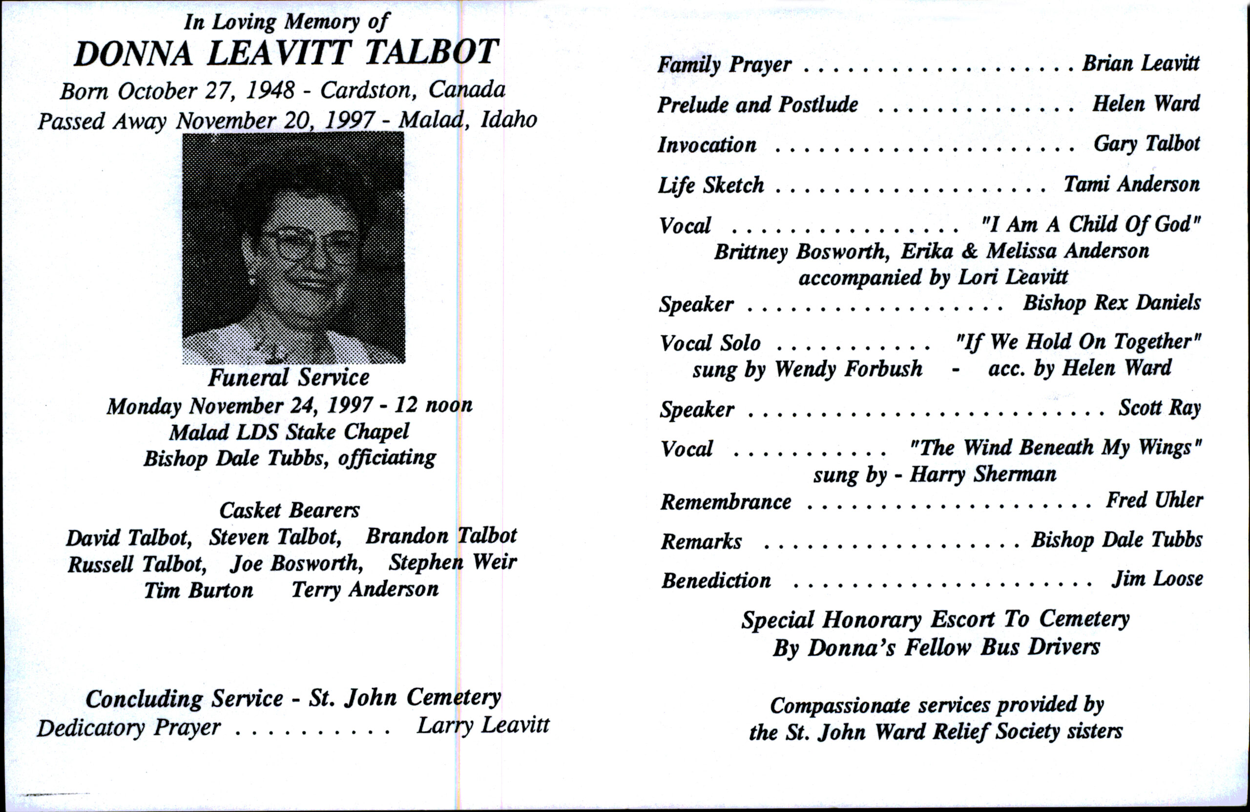 Donna Leavitt Talbot program