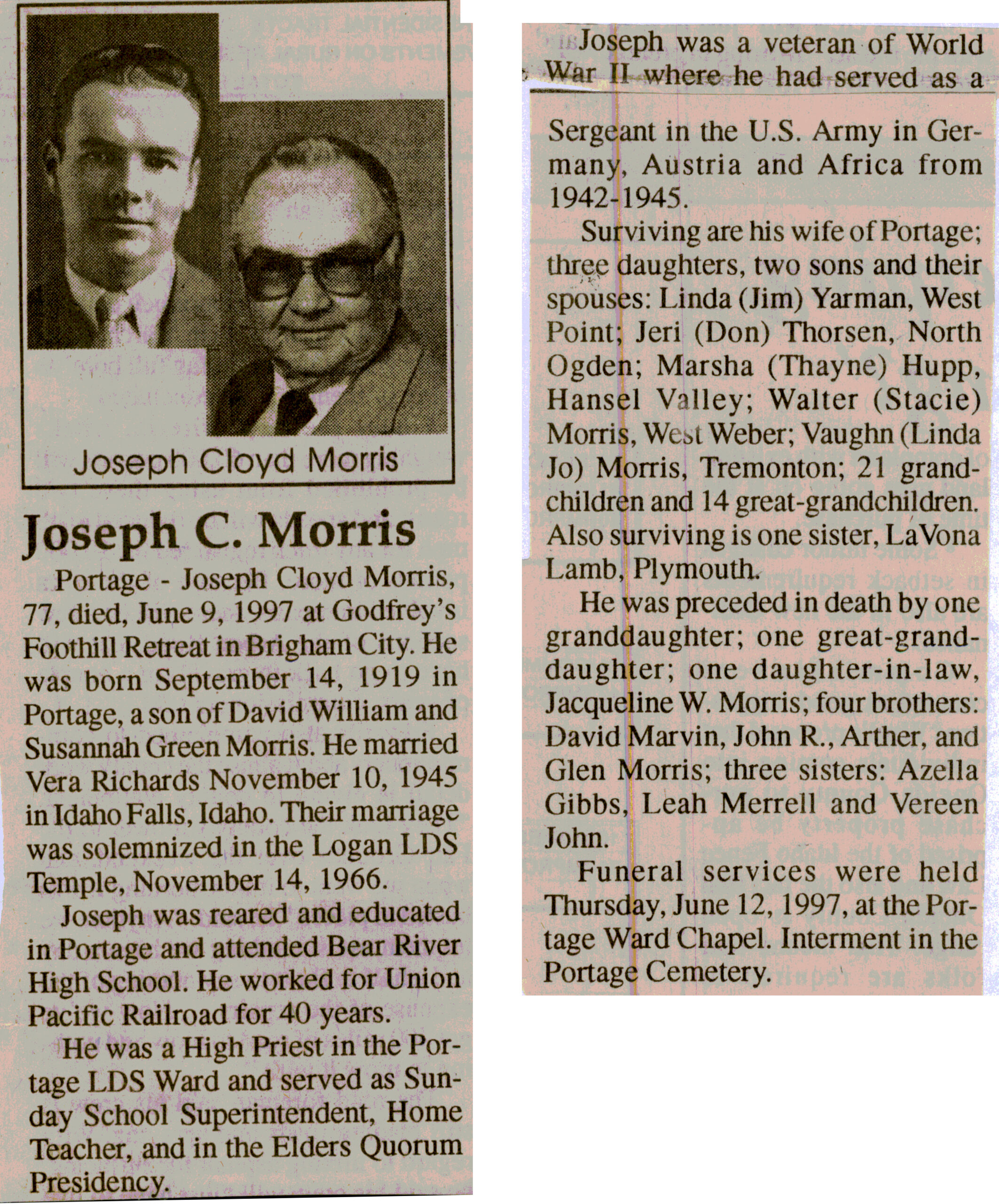 Joseph Cloyd Morris obit