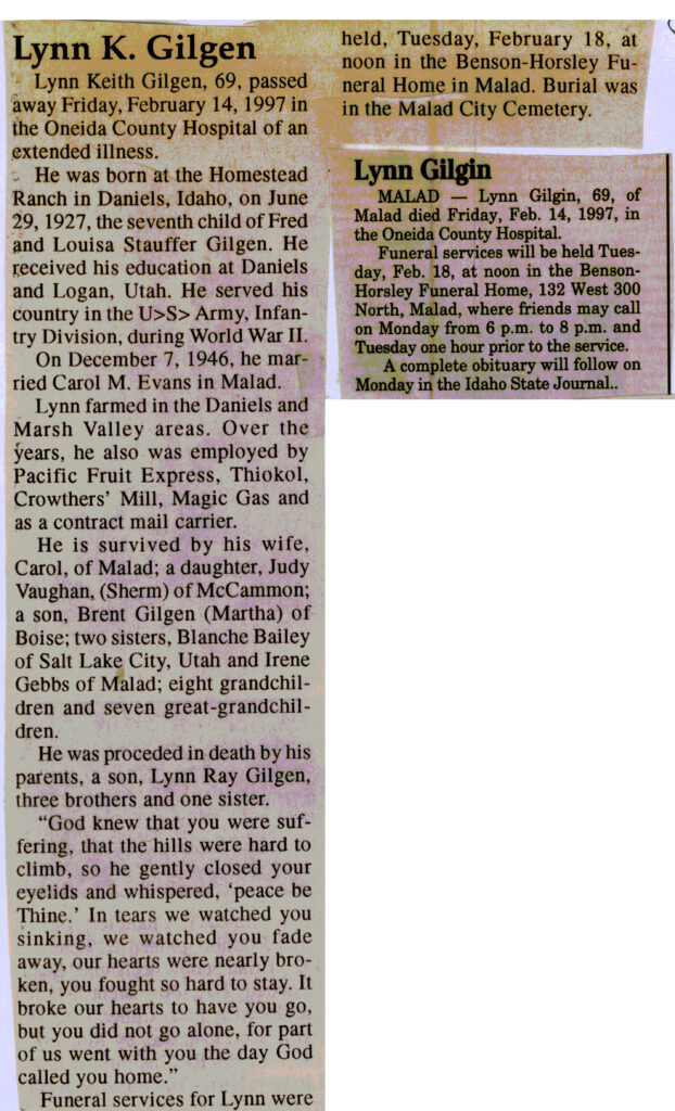 Lynn Keith Gilgen obit