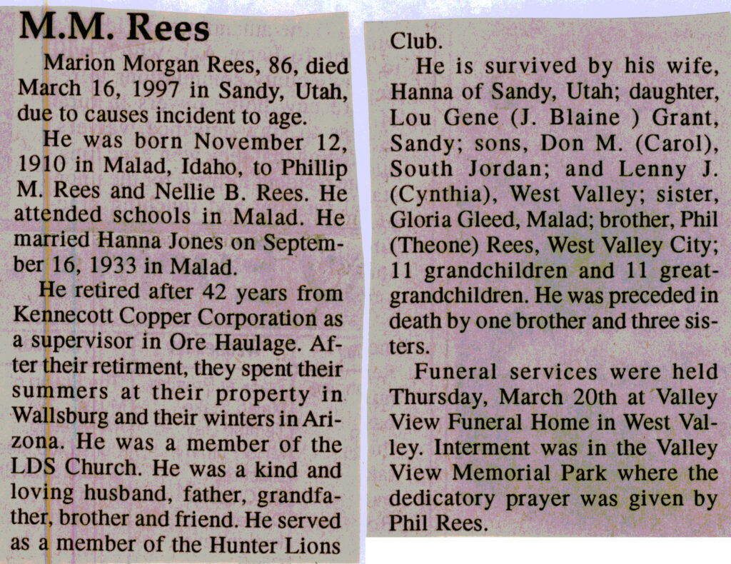 Marion Morgan Rees obit