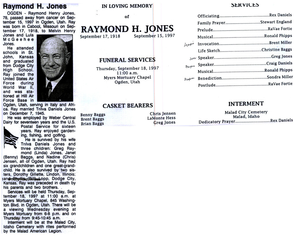 Raymond Henry Jones obit