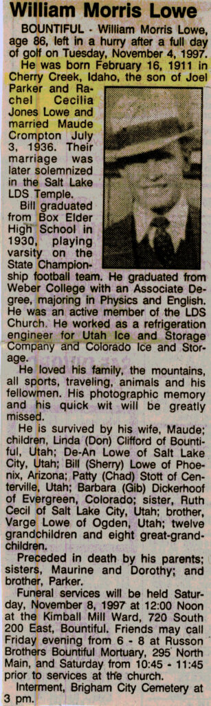 William Morris Lowe obit