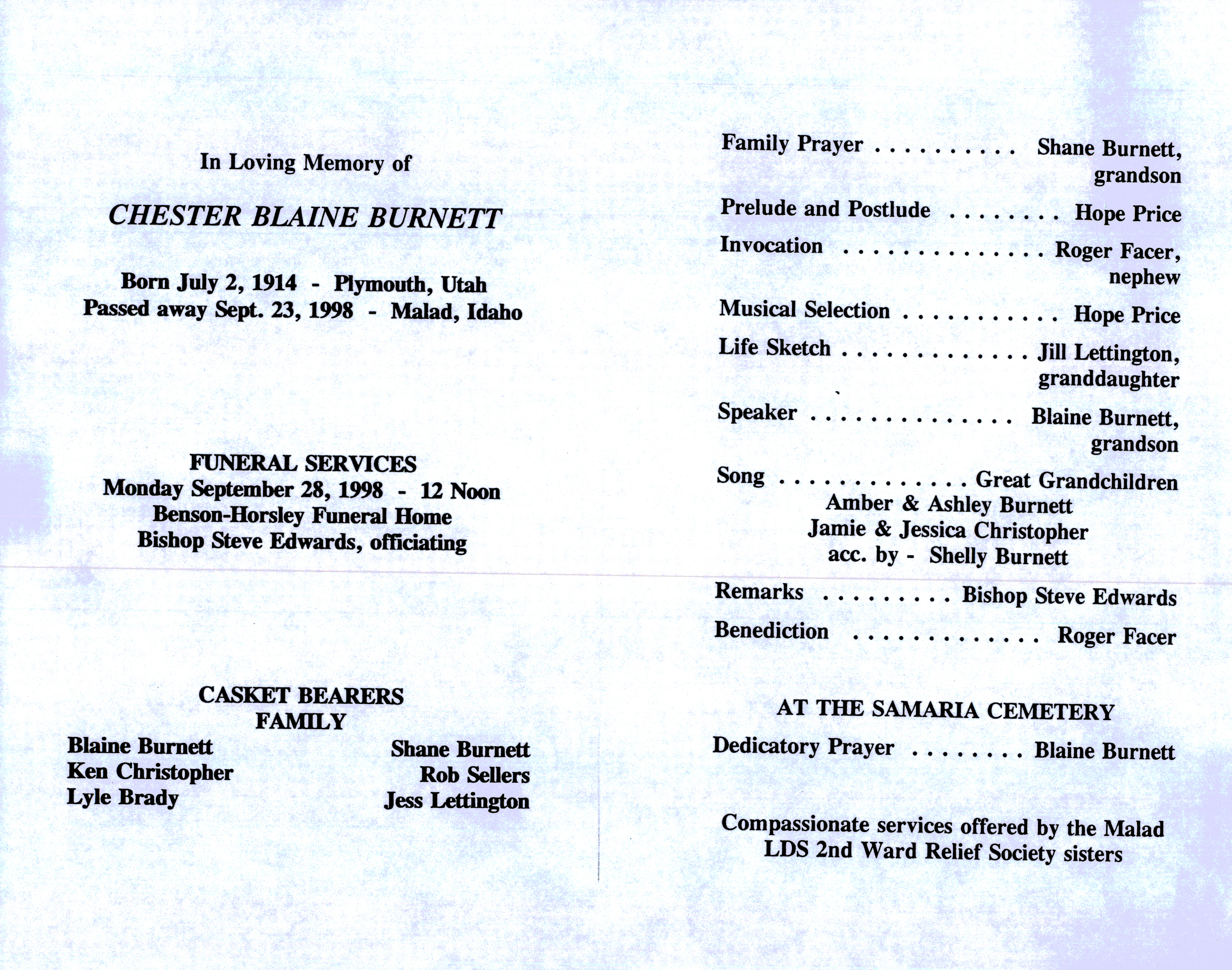 Chester Blaine Burnett program
