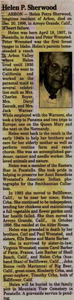 Helen Petra Sherwood obit