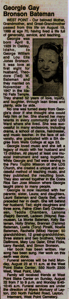 Georgie Gay Bronson Bateman obit