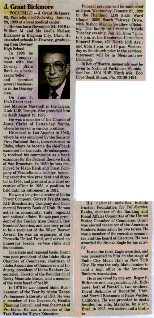 J Grant Bickmore obit