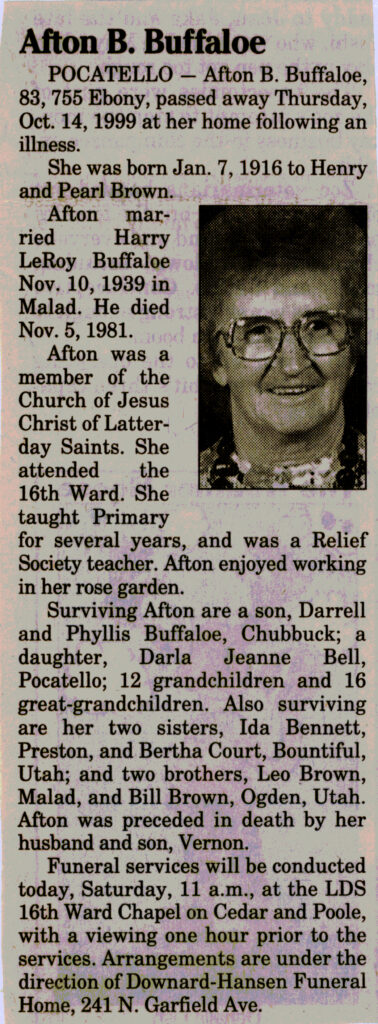 Afton B Buffaloe obituary