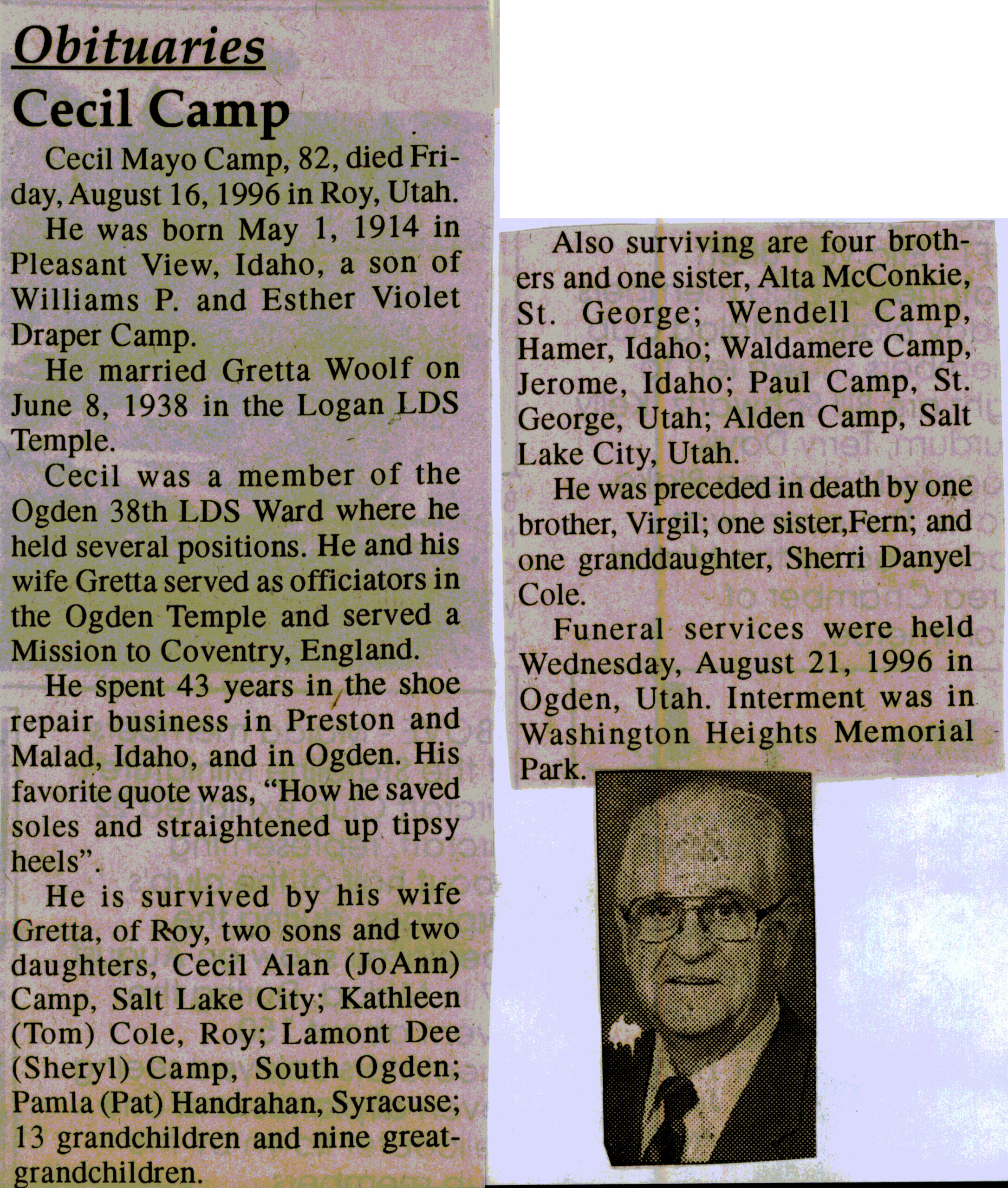 Cecil Mayo Camp obituary