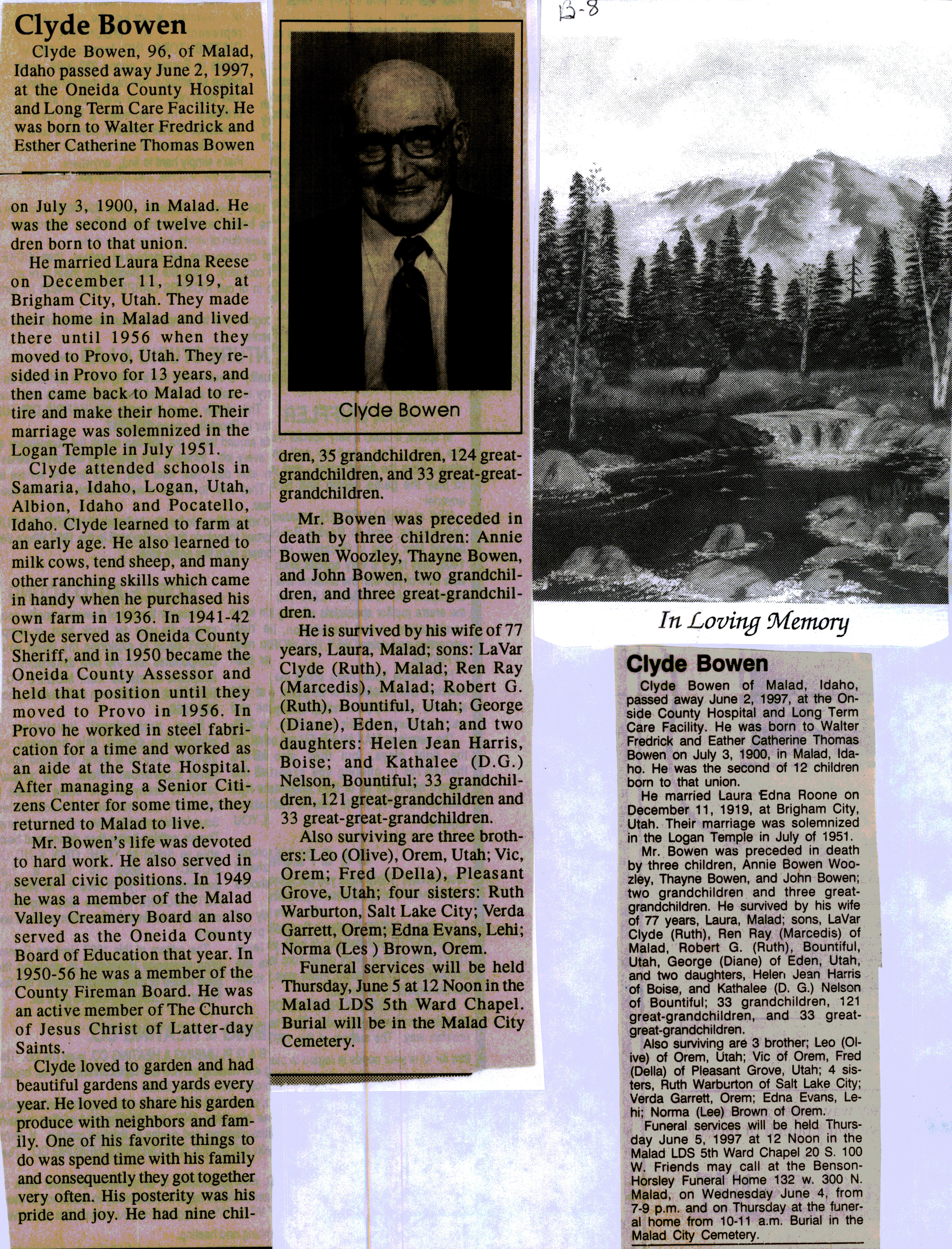 Clyde Bowen obituary