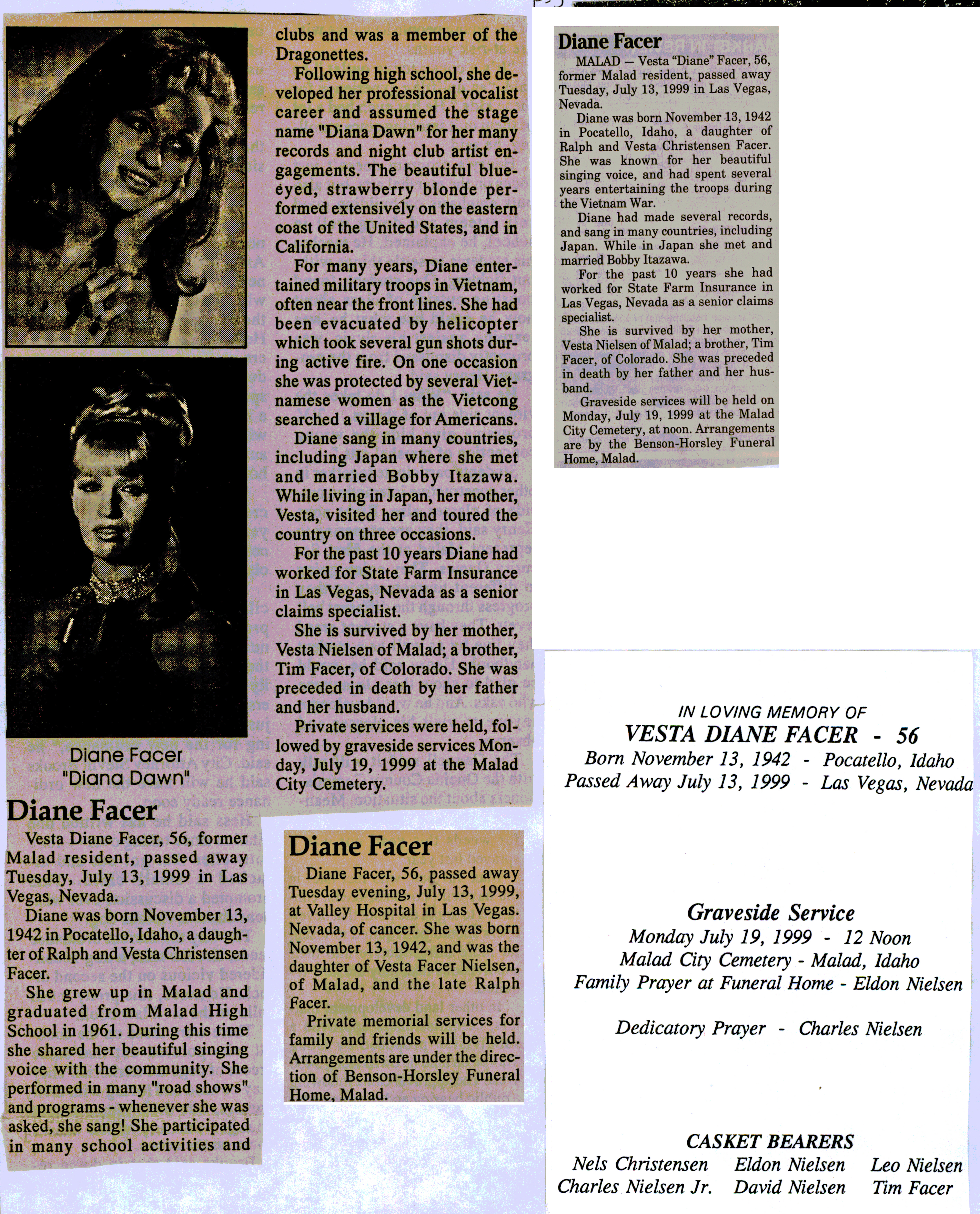 Diane Facer obit and program