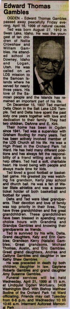 Edward Thomas Gambles obit