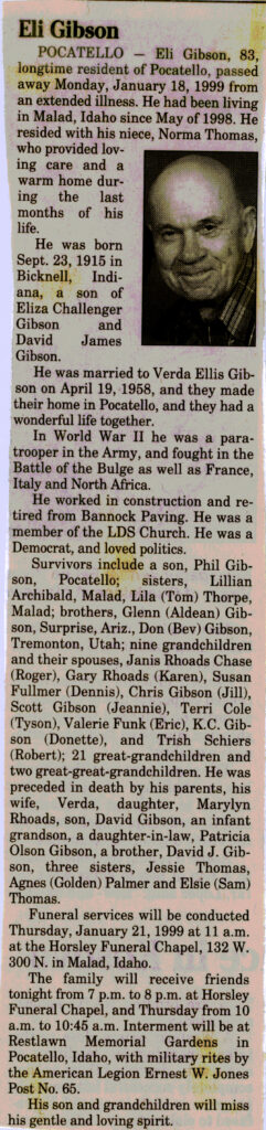 Eli Gibson obit