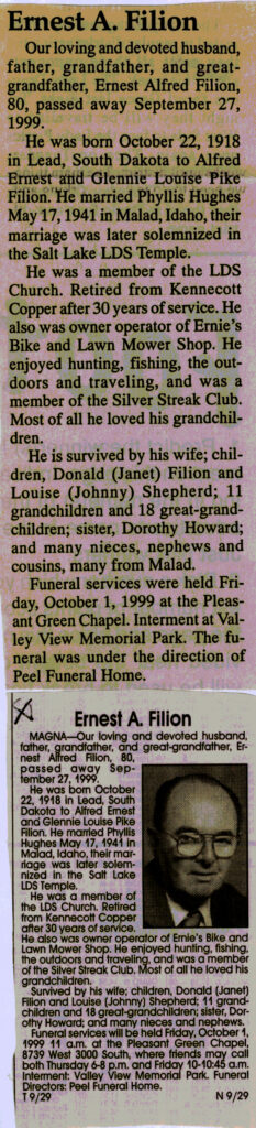 Ernest Alfred Filion obits