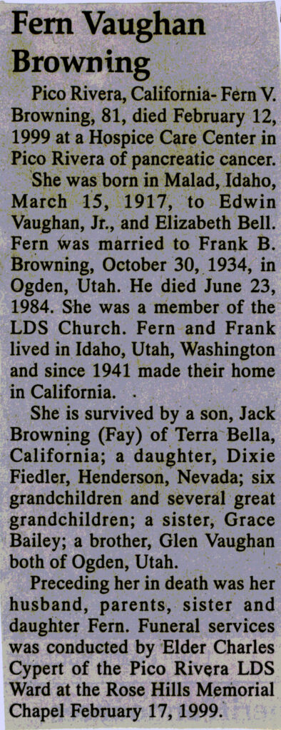 Fern Vaughan Browning obituary