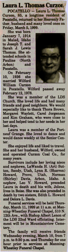 Laura L Thomas Curzon obit
