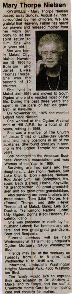 Mary Thorpe Nielsen obituary