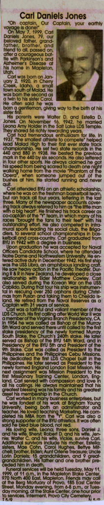 Carl Daniels Jones obit