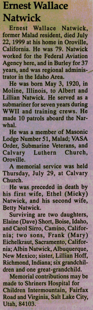 Ernest Wallace Natwick obit