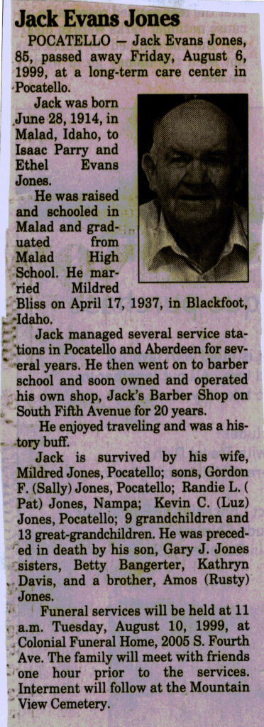 Jack Evans Jones obit